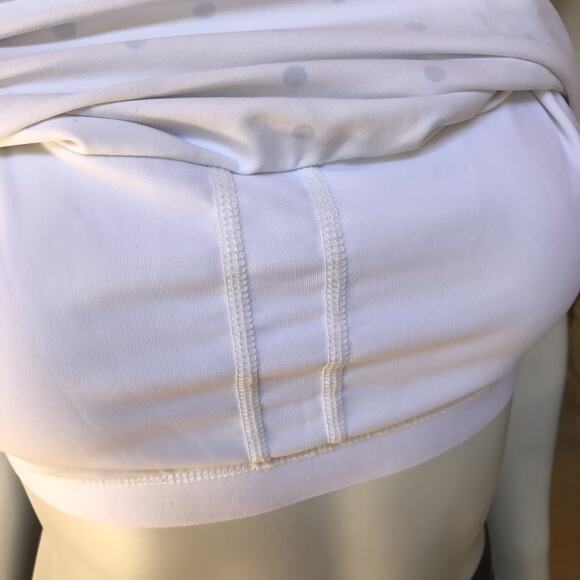 Fabletics Polka Dot Ryan Midi Sports Bra Top Ruched Sides Women's Size Medium - Picture 4 of 8